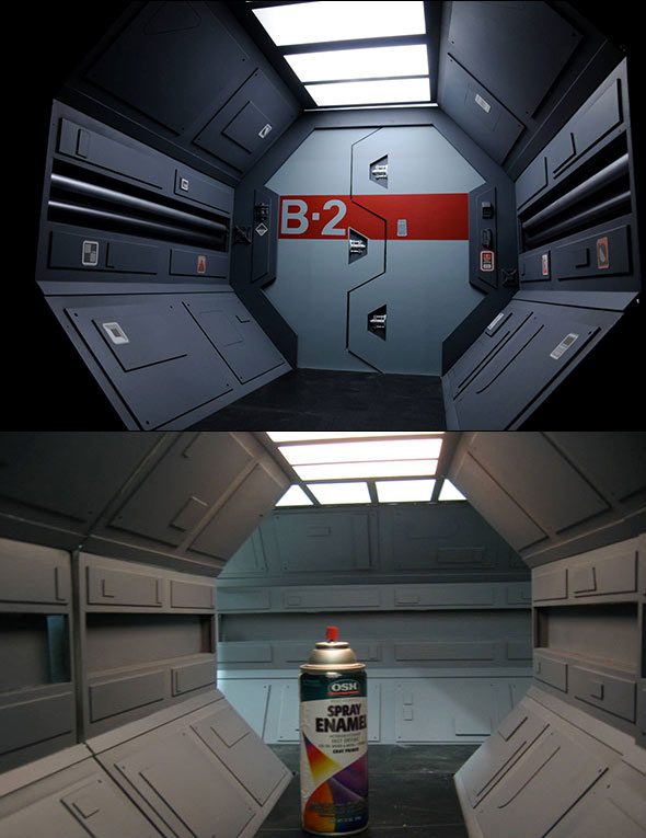 An 1/6th scale spaceship corridor made by Ted Smith