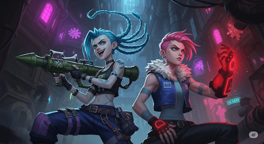 Imagen generada con IA representativa de la serie Arcane